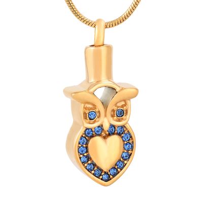 SHEIL Hold Multi-Colored Crystal Heart & Owl Stainless Steel Cremation Urns and Jewelry Keepsake Memorial Necklace for Pet,2