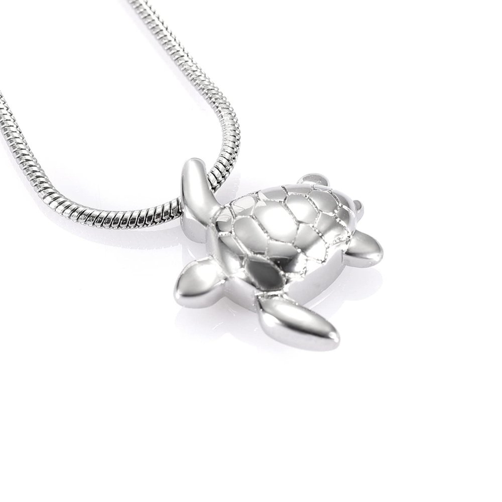 SHEIL Pet Ashes Jewelry 316l Stainless Steel Little Sea Turtles Cremation Urn Necklace Pendant- Memorial Ash Keepsake,1