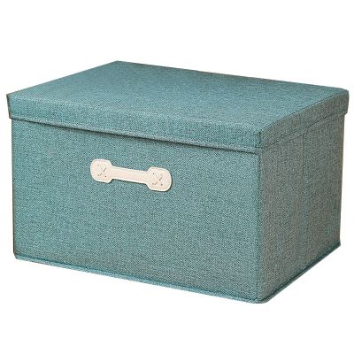2 Piece Linen Clothes Organizer, Foldable Toy Organizer, Bedroom Organizer, Wardrobe, Clothes, Quilt, Organizer with Lid and Handle (60L)