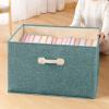 2 Piece Linen Clothes Organizer, Foldable Toy Organizer, Bedroom Organizer, Wardrobe, Clothes, Quilt, Organizer with Lid and Handle (60L) view 2