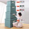 2 Piece Linen Clothes Organizer, Foldable Toy Organizer, Bedroom Organizer, Wardrobe, Clothes, Quilt, Organizer with Lid and Handle (60L) view 3