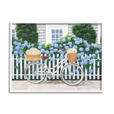 Stupell Industries Cape Cod Daisy Bike, Design by Wild Apple Portfolio, 16 x 20, White Framed