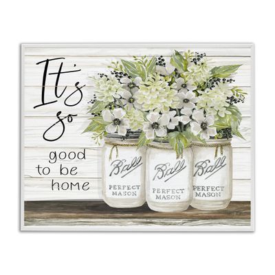 Stupell Industries So Good To Be Home Phrase Charming Floral Bouquet, Design by Cindy Jacobs, White Framed, 16 x 20