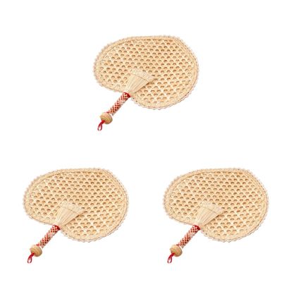 FOMIYES 3pcs Handmade Cattail Leaf Fan Elegant Heart Shape Design for Portable Handheld Accessory Soft Lightweight Home Decor Item Unique for Women