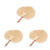 FOMIYES 3pcs Handmade Cattail Leaf Fan Elegant Heart Shape Design for Portable Handheld Accessory Soft Lightweight Home Decor Item Unique for Women view 1