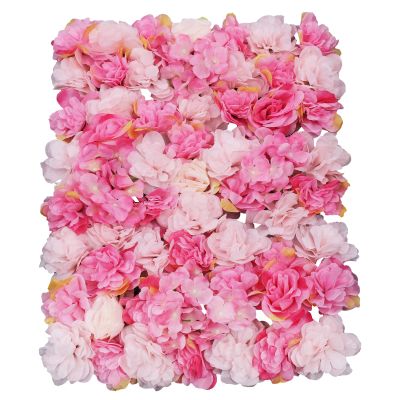6pcs Artificial Silk Rose Flower Wall Panels Fake Flower Rose Hydrangea Wall Panel DIY Floral Decoration Panel Banquet Wedding Party Backdrop Decor (Dark Pink Light Pink Dahlia Red Rose)