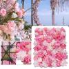 6pcs Artificial Silk Rose Flower Wall Panels Fake Flower Rose Hydrangea Wall Panel DIY Floral Decoration Panel Banquet Wedding Party Backdrop Decor (Dark Pink Light Pink Dahlia Red Rose) view 2