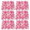 6pcs Artificial Silk Rose Flower Wall Panels Fake Flower Rose Hydrangea Wall Panel DIY Floral Decoration Panel Banquet Wedding Party Backdrop Decor (Dark Pink Light Pink Dahlia Red Rose) view 4