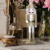 ABOOFAN Christmas Nutcracker Figures 31cm Wooden Golden Nutcracker Ornaments Soldier Figure Decor Christmas Wood Ornaments Christmas Decorations Traditional Wooden Nutcracker view 3