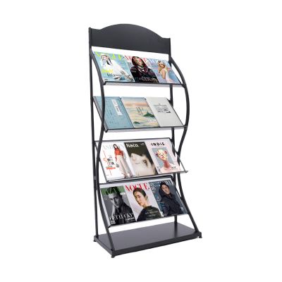 CNCEST Floor-Standing Magazine Rack Storage Rack, 57 High Brochure Stand Catalog Literature Rack, Book Organizer for Kids Displays Magazine Rack for Offices and Trade Shows(Black)