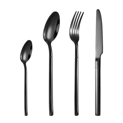 48 Piece Black Silverware Set 12,Elegant and Luxurious Flatware Sets 18/10 Stainless Steel Cutlery Set for Home Kitchen Mirror Polished.