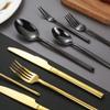 48 Piece Black Silverware Set 12,Elegant and Luxurious Flatware Sets 18/10 Stainless Steel Cutlery Set for Home Kitchen Mirror Polished. view 3