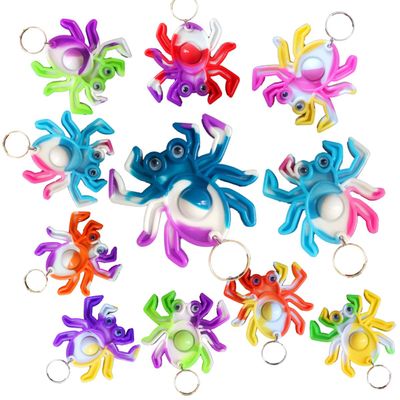 20 Packs Spider Animal Funny Unique Mini Pop Rainbow Keychain Halloween Party Favors Toys for Kids Children Classroom Students from Teacher, Birthday Party Favors