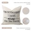 COVOME I'm Outdoorsy I Drink Wine On The Porch Accent 22x22 Inch Burlap Linen Modern Pillow Shell Square Throw Cushion Case for Sofa Patio Sofa Garden Decor view 3