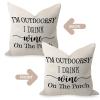 COVOME I'm Outdoorsy I Drink Wine On The Porch Accent 22x22 Inch Burlap Linen Modern Pillow Shell Square Throw Cushion Case for Sofa Patio Sofa Garden Decor view 4