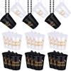 Sureio 24 Pack Shot Glass Necklaces Cups Bulk Birthday Shot Glass on Beaded Plastic Necklace for Happy Wedding Festival Parade Birthday Party Favor Anniversary Supplies(Black, White) view 1