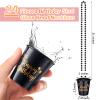 Sureio 24 Pack Shot Glass Necklaces Cups Bulk Birthday Shot Glass on Beaded Plastic Necklace for Happy Wedding Festival Parade Birthday Party Favor Anniversary Supplies(Black, White) view 2