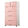 6 Drawer Dresser Tall Plastic Drawer Dresser Vertical Dresser Storage Tower Storage Cabinet Closet Chest Drawers Organizer for Bedroom, Living Room, Entryway, Closets Easy Pull W/Wheels (Pink) view 1