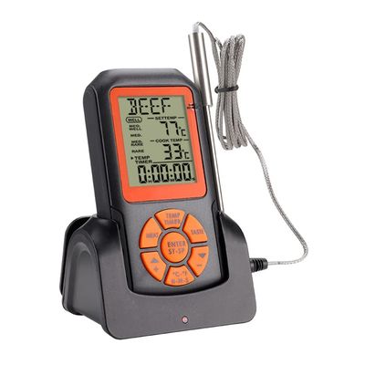 Wireless Meat Thermometer, Portable Food Thermometers for Cooking, Digital Cooking Food Thermometer with Probe, Base and Kitchen Timer for Kitchen, BBQ, Meat, Food, Oven, Grill, Smoker