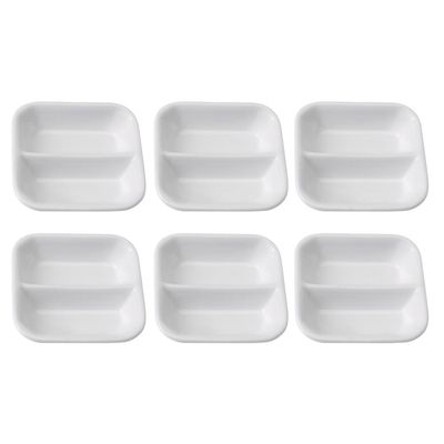 HANABASS Ceramic Snack Dish Set 6 Pieces 3.14 Inch White Porcelain Divided Serving Bowls for Condiments Sauces and Dips for Home Kitchen and Restaurant