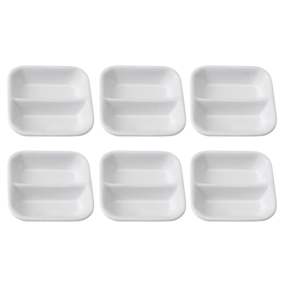HANABASS Ceramic Snack Dish Set 6 Pieces 3.14 Inch White Porcelain Divided Serving Bowls for Condiments Sauces and Dips for Home Kitchen and Restaurant