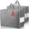 105L Extra Large Storage Bags, Folding Moving Comforter Blanket Storage Bags Closet Organizers and Storage Containers for Clothes with Strong Handles&Zippers Clear Window for Bedding Pillow Grey 2Pack view 1