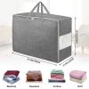 105L Extra Large Storage Bags, Folding Moving Comforter Blanket Storage Bags Closet Organizers and Storage Containers for Clothes with Strong Handles&Zippers Clear Window for Bedding Pillow Grey 2Pack view 2