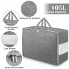 105L Extra Large Storage Bags, Folding Moving Comforter Blanket Storage Bags Closet Organizers and Storage Containers for Clothes with Strong Handles&Zippers Clear Window for Bedding Pillow Grey 2Pack view 3