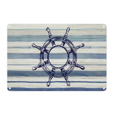 Beach Life Nautical Anchor Sailboat Wall Decor Metal Sign Coastal Starfish French Vintage Retro Metal Signs The Beach Is Calling Metal Wall Sign for Kid Room Living Room 12x18in