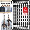 24 Pack Hangers Space Saving Magic Space Saver Storage Smart Plastic Clothes Hanger Organizer Closet Organizers and Storage for Closet Wardrobe Apartment College Dorm Room Essentials, Black view 1