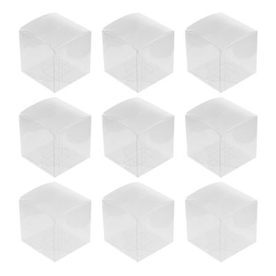 Luxshiny present Box 50Pcs Clear Favor Boxes Cupcake Macaron Candy present Boxes Plastic Transparent Cube for Wedding Shower Birthday Party Decorations 5x5cm Wedding Decor