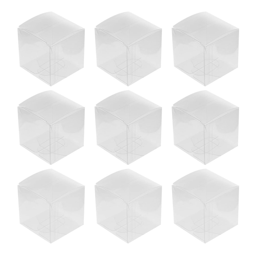 Luxshiny present Box 50Pcs Clear Favor Boxes Cupcake Macaron Candy present Boxes Plastic Transparent Cube for Wedding Shower Birthday Party Decorations 5x5cm Wedding Decor