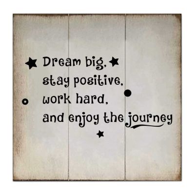 COCOKEN Dream Big, Stay Positive, Work Hard, and Enjoy The Journey Wooden Plaque, Quotes Wood Sign, 16" x 16" Funny Wall Hanging Sign Plaque, Rustic Printed Hanging Wall Art for Bedroom Decor