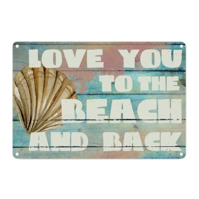 Beach House Vintage Metal Wall Decor Let's Go to The Underwater World Together Metal Sign Wall Art Sea Snail Love You to The Beach and Back Men Cave Signs Starfish Sign for Bedroom Garage 12x18in