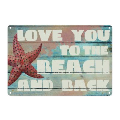 Nautical Vintage Metal Wall Decor Welcome to The Beach Home Metal Wall Sign Love You To The Beach And Back Starfish Metal Wall Sign Starfish Sign for Living Room Kitchen Front Porch 12x18in