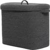 22"x14"x18" Rectangular Extra Large Storage Basket With Lid, Large Cotton Rope Storage Basket, Woven Laundry Hamper, Cloth Storage Bin, for Clothes Towels Blankets in Living Room, All Black Grey Mix view 1