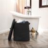 22"x14"x18" Rectangular Extra Large Storage Basket With Lid, Large Cotton Rope Storage Basket, Woven Laundry Hamper, Cloth Storage Bin, for Clothes Towels Blankets in Living Room, All Black Grey Mix view 3