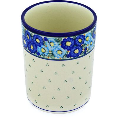 Polmedia Polish Pottery Utensil Jar - Aura Pattern Handmade in Boleslawiec Poland + Certificate of Authenticity