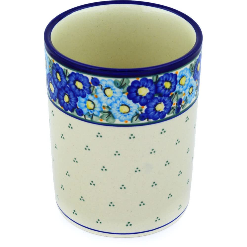 Polmedia Polish Pottery Utensil Jar - Aura Pattern Handmade in Boleslawiec Poland + Certificate of Authenticity