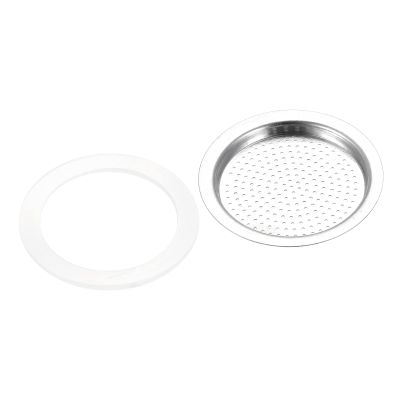 MECCANIXITY 3pcs Silicone Gasket 38x50mm and 1pcs Stainless Steel Filter Screen 46x38mm for 1-Cup Mocha Coffee Pot