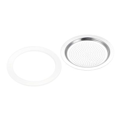 MECCANIXITY 6pcs Silicone Gasket 55x72mm and 2pcs Stainless Steel Filter Screen 66x54mm for 6-Cup Mocha Coffee Pot