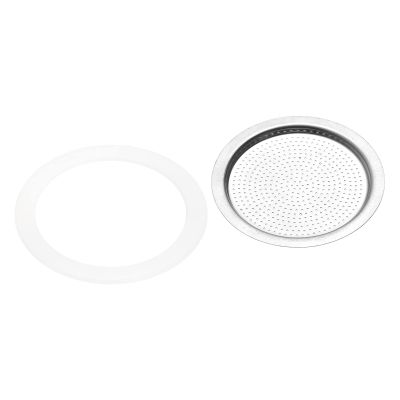 MECCANIXITY 6pcs Silicone Gasket 62x80.5mm and 2pcs Stainless Steel Filter Screen 74x62mm for 9-Cup Mocha Coffee Pot