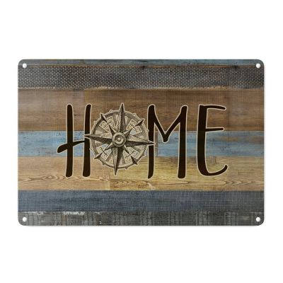Beach House Retro Vintage Art Wall Plaque The Beach is My Happy Place Wall Art Decor Metal Sign Beach Life Nautical Anchor Sailboat Metal Art Sign Dolphin Sign for Front Porch Bedroom 12x18in