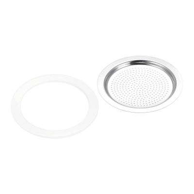 MECCANIXITY 3pcs Silicone Gasket 55x72mm and 1pcs Stainless Steel Filter Screen 66x54mm for 6-Cup Mocha Coffee Pot
