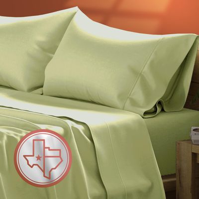 TEXAS LINEN CO. Luxury Egyptian Cotton California King Size Sheet Set - 600 Thread Count 4 PC Deep Pocket Fitted and Flat Sheets, Soft, Cooling Sateen Weave Hotel-Quality Cal King Sheets - Sage Green