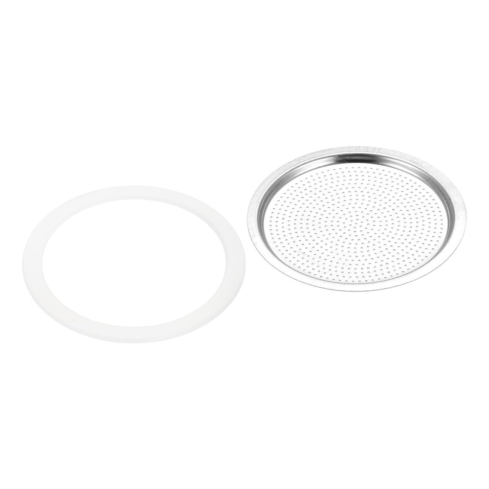 MECCANIXITY 3pcs Silicone Gasket 72x88mm and 1pcs Stainless Steel Filter Screen 82x72mm for 12-Cup Mocha Coffee Pot