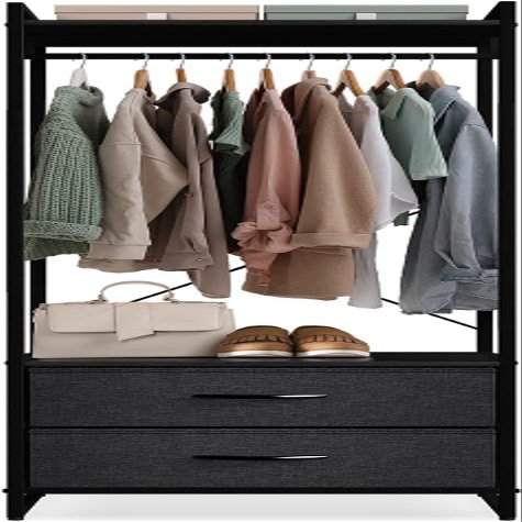 Sorbus Clothing Rack with Drawers - Clothes Stand Dresser - Wood Top, Steel Frame, & Fabric Drawers - Tall Closet Storage Organizer - Garment Rack for Hanging Shirts, Dresses, & Jackets