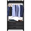 Sorbus Clothing Rack with Drawers - Clothes Stand Dresser - Wood Top, Steel Frame, & Fabric Drawers - Tall Closet Storage Organizer - Garment Rack for Hanging Shirts, Dresses, & Jackets view 4