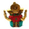 Brass Lord Ganesha Idol Statue Hindu God Ganesh Ganpati Statue Sitting Idol Sculpture in Multicolor Stone Work view 2