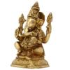 Brass Sculpture Ornaments Hindu Good Luck God Ganesh Ganesha Statues 5.25 Inches view 3